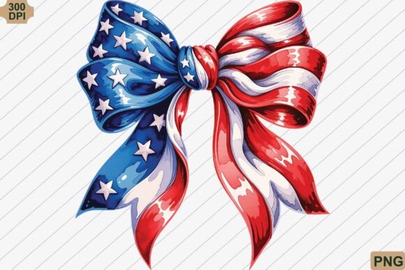 Download Hand Painted Patriotic Coquette Bow PNG - Premium Resources
