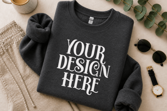 Download Gildan 18000 Flat Lay Sweatshirt Mockup - Sweatshirt Collection