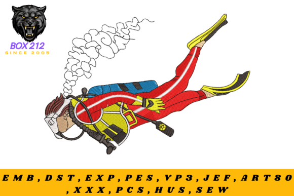 Download Diver Digital Embroidery Design - Digital embroidery Collection