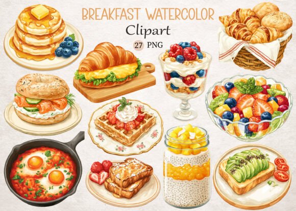 Download Breakfast Watercolor Clipart - Breakfast Collection