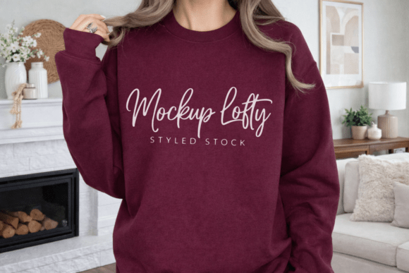 Download Gildan 18000 Maroon Sweatshirt Mockup - Sweatshirt Collection