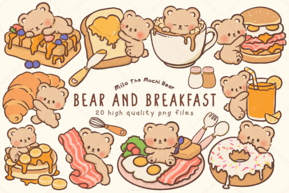 Download Kawaii Bear and Breakfast Clipart - Breakfast Collection