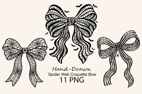 Download Hand-Drawn Spider Web Coquette Bow Png - Premium Resources
