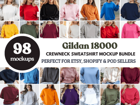 Download Gildan 18000 Crewneck Sweatshirt Mockups - Sweatshirt Collection