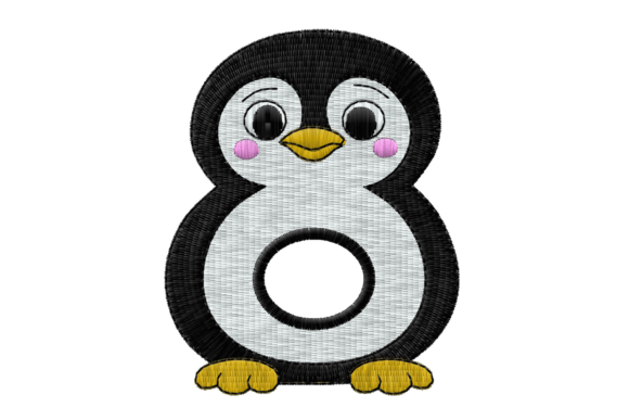 Download Cute Penguin Number 8 Digital Embroidery - Digital embroidery Collection