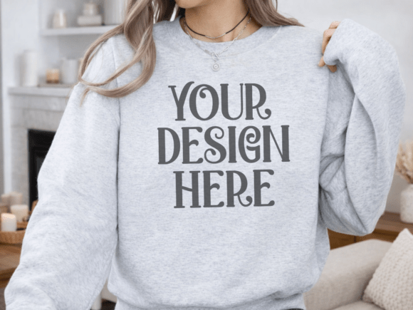 Download Gildan 18000 Ash Grey Sweatshirt Mockup - Sweatshirt Collection